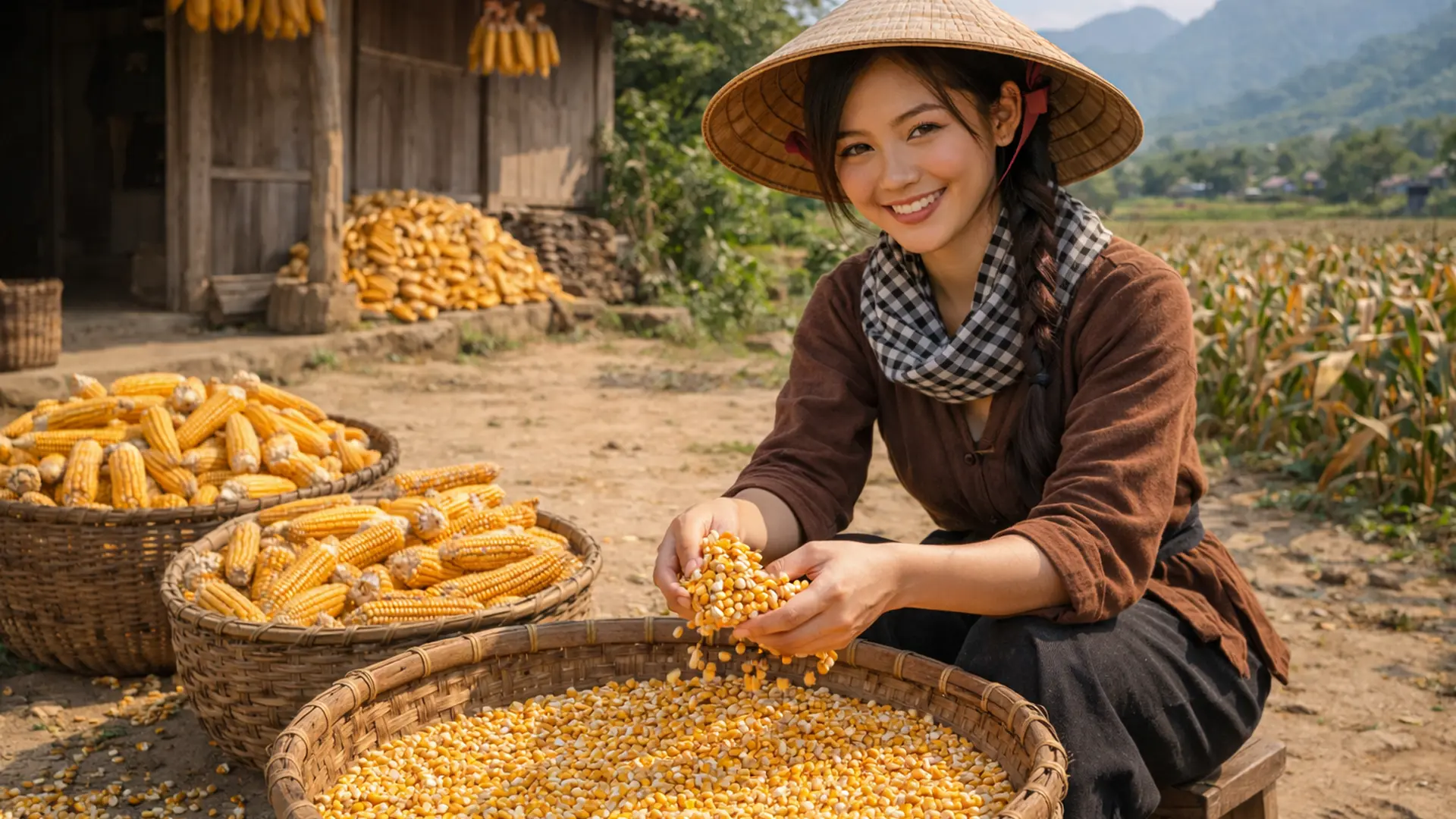 Sản phẩm ngô bảo quản tại kho.
