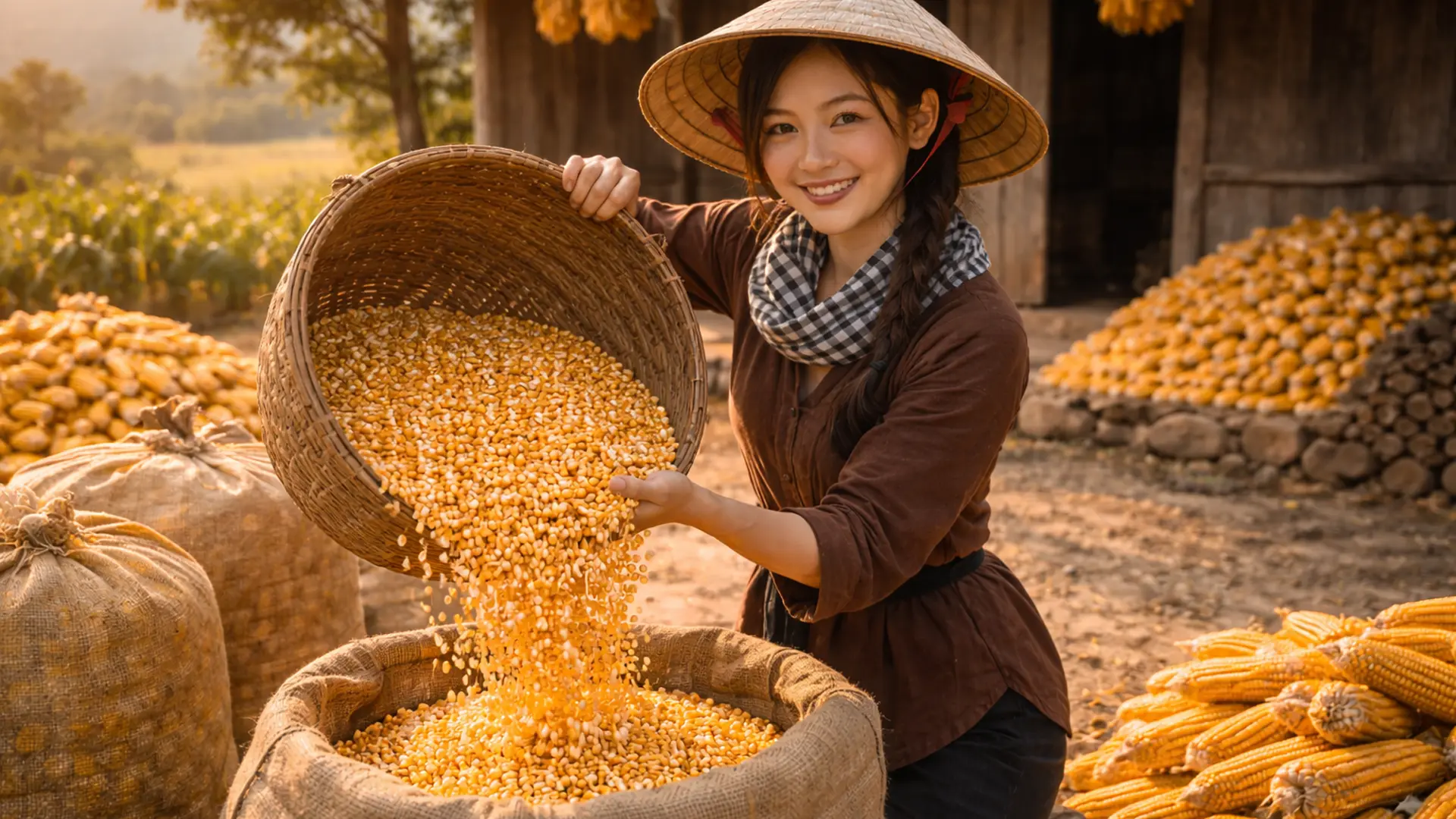 Sản phẩm ngô bảo quản tại kho.